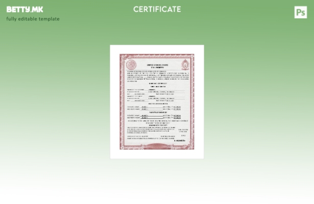 Модерен стил Шаблон за потврда за брак од граѓански регистар на Обединетите Мекс